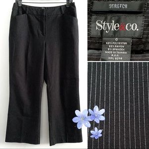 Style&Co cropped pinstripe slacks/ office dress pant, black